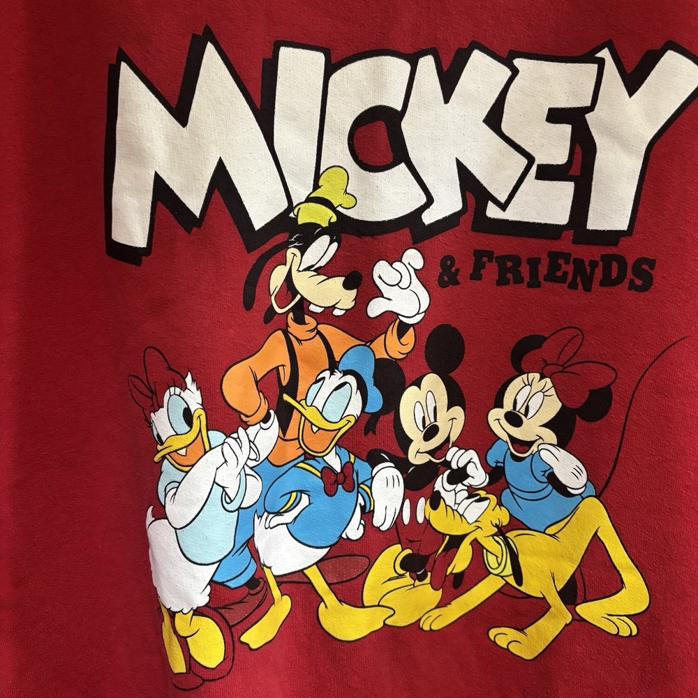 Disney Mickey & Friends Women's  Red Graphic Sweatshirt Size XXL 19 Donald Pluto - Picture 2 of 5